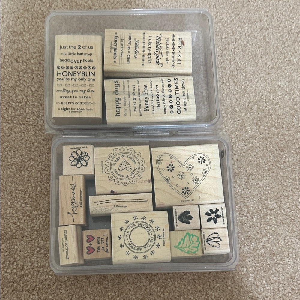 Wooden Stamp Set with Black Designs
